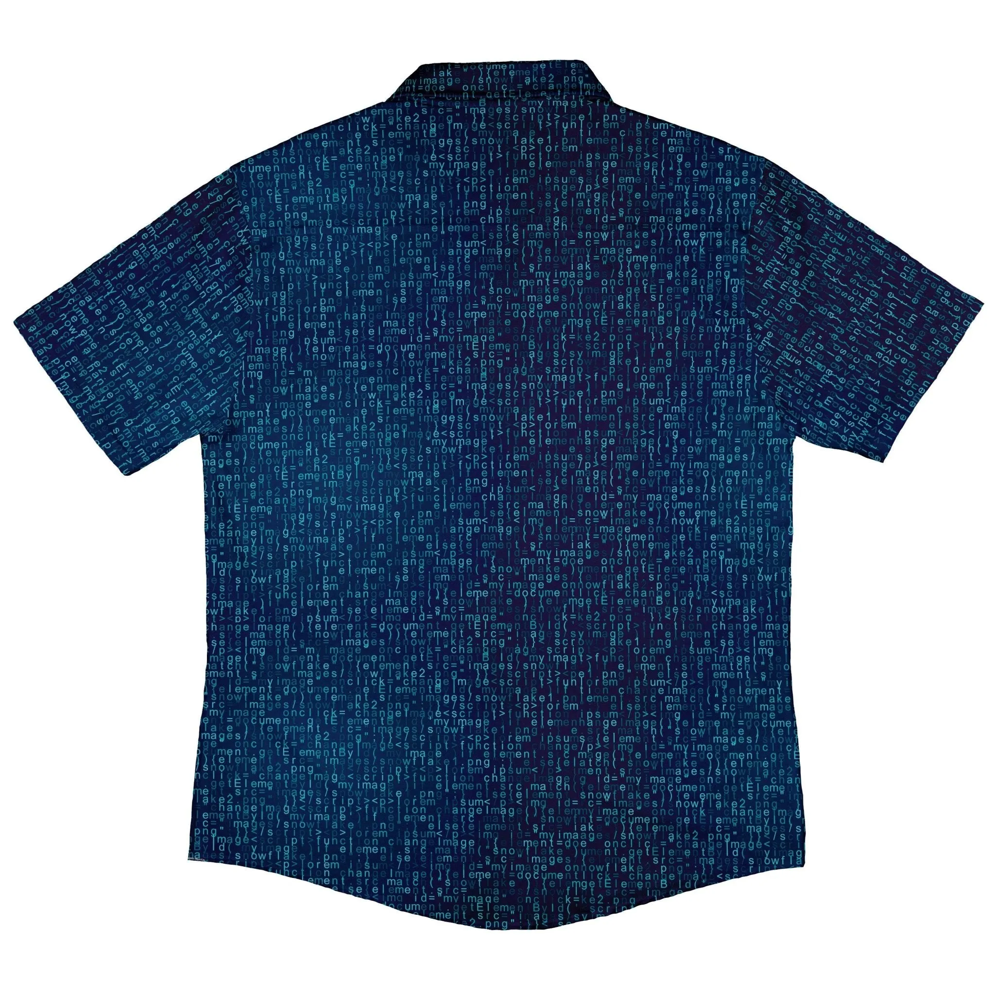 Javascript Computer Code Blue Button Up Shirt