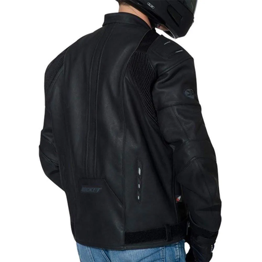 Joe Rocket 'Radar' Mens Dark Black Leather Motorcycle Jacket