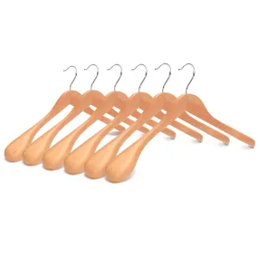 JS HANGER Solid Natural Wooden Coat Shirt Hangers with Non-Slip Pant Bar, 20-Pack