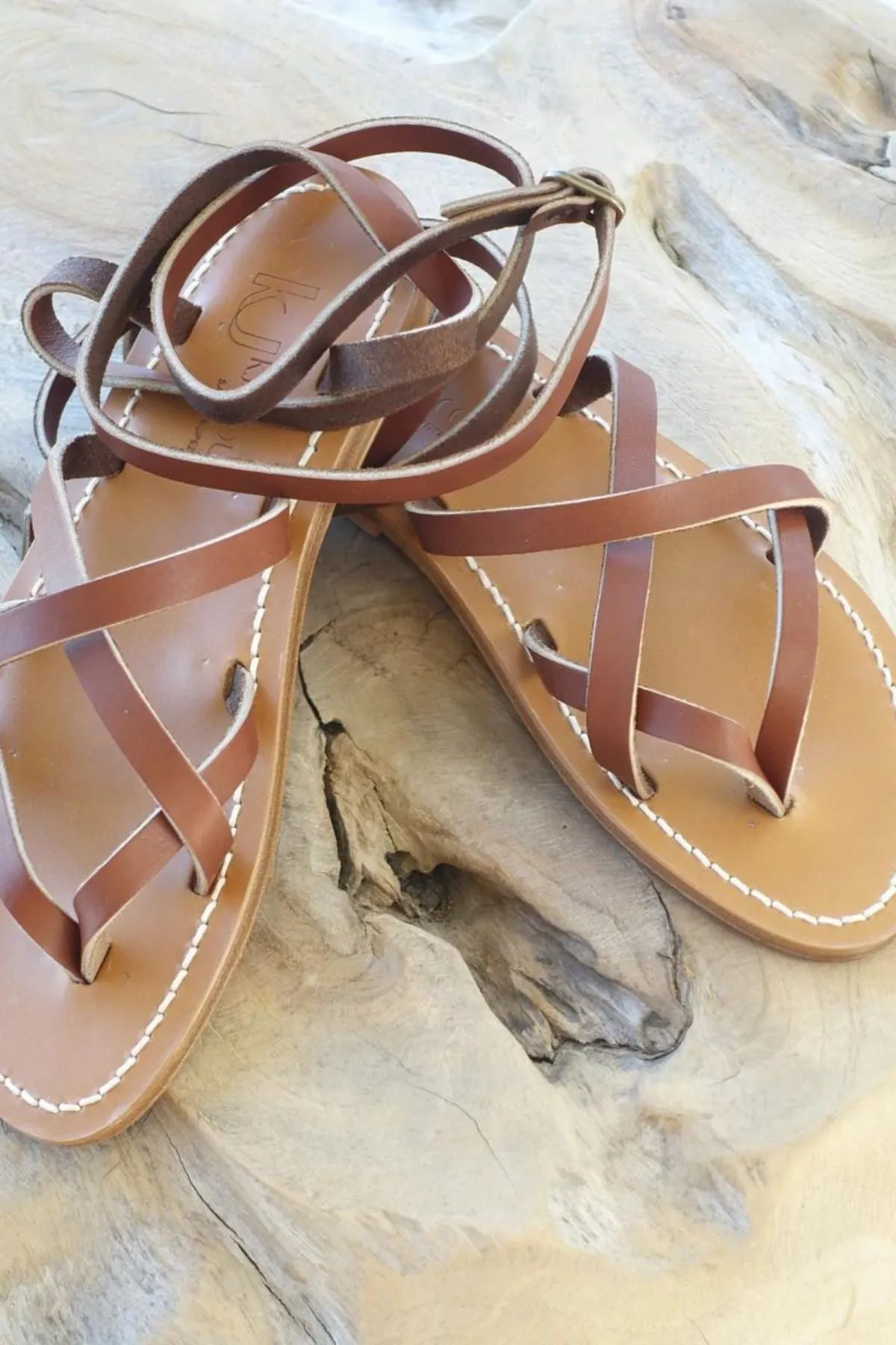 K Jacques Leather Hand Made Zenobie Brown Sandals