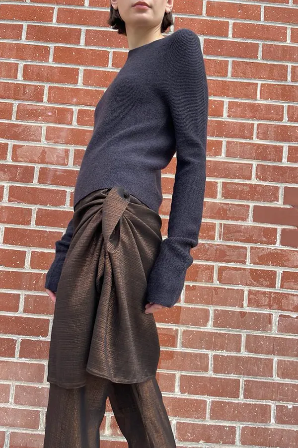 Lame Front Panel Pants in Bronze