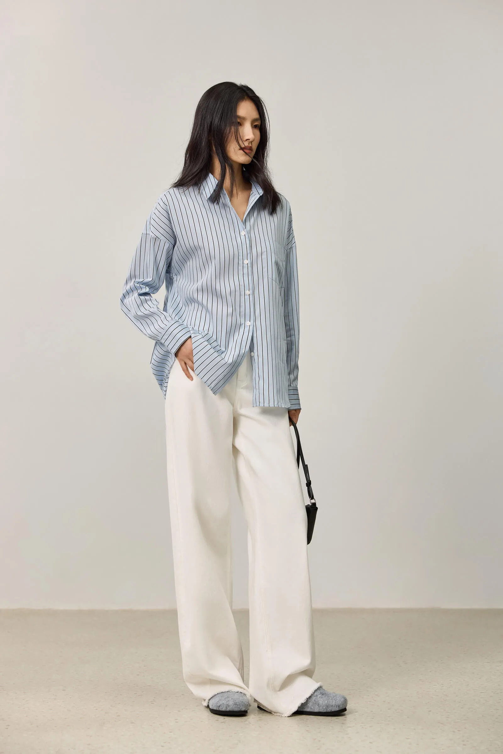 LILY Simple Striped Loose Shirt