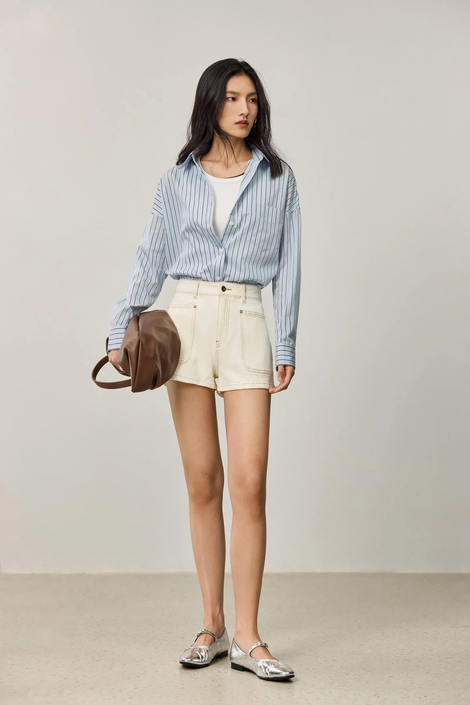 LILY Simple Striped Loose Shirt