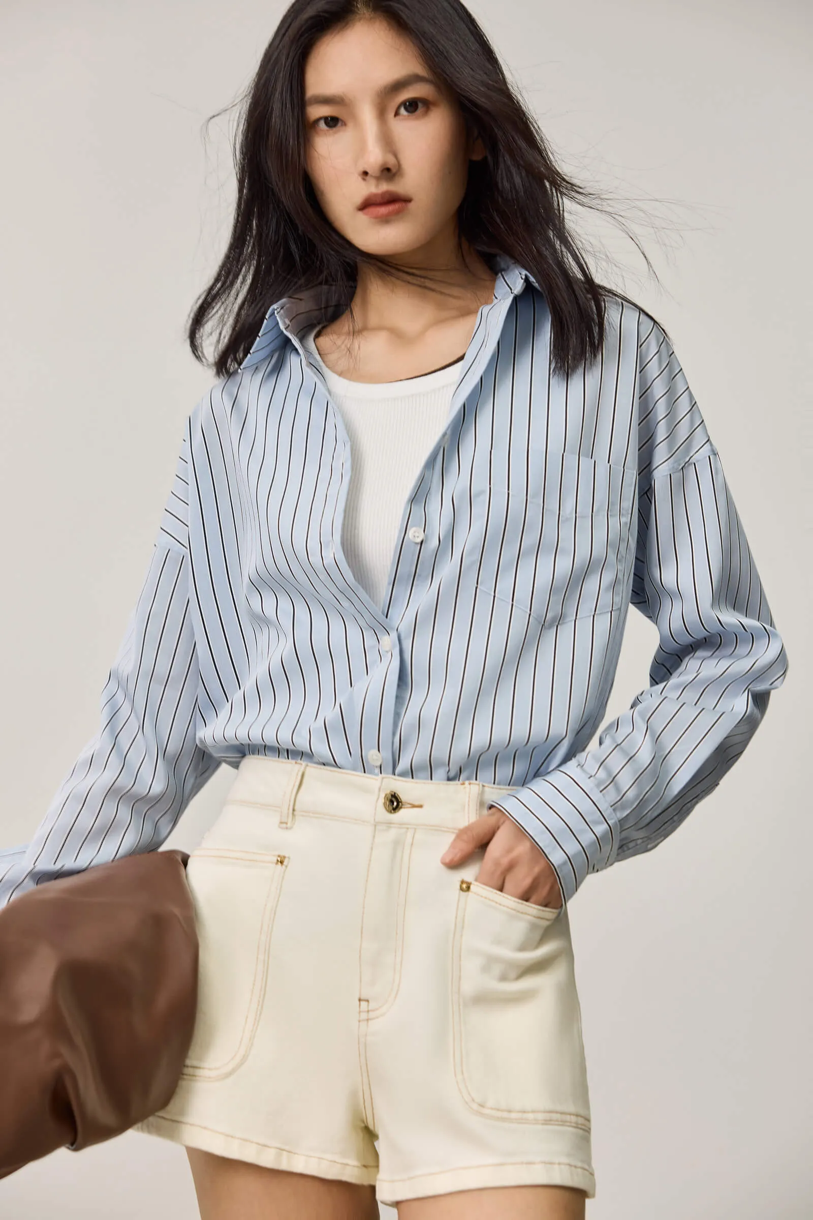 LILY Simple Striped Loose Shirt