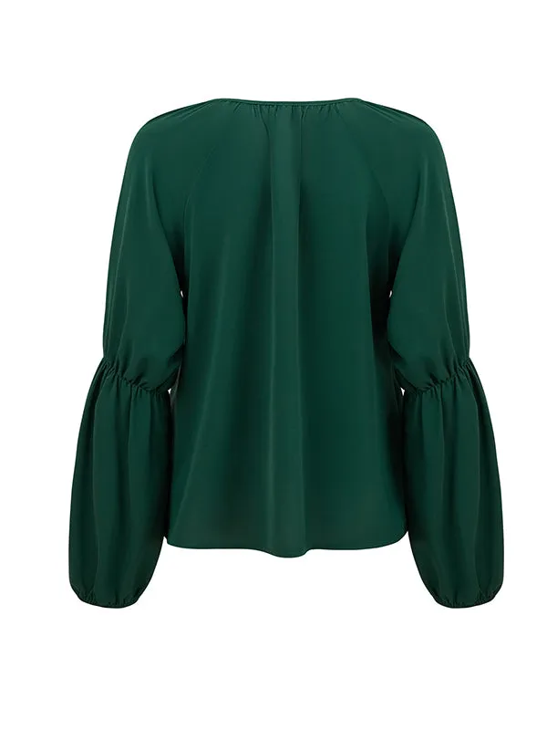 Loose Solid Color V-Neck Blouses&Shirts Tops