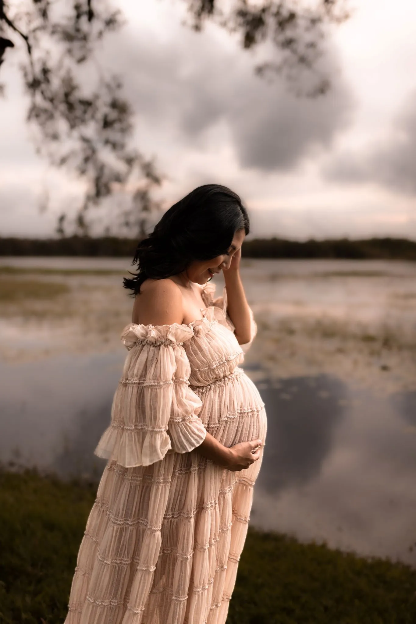 Maternity Photoshoot Dresses - Cream Chiffon Dress - RENTAL