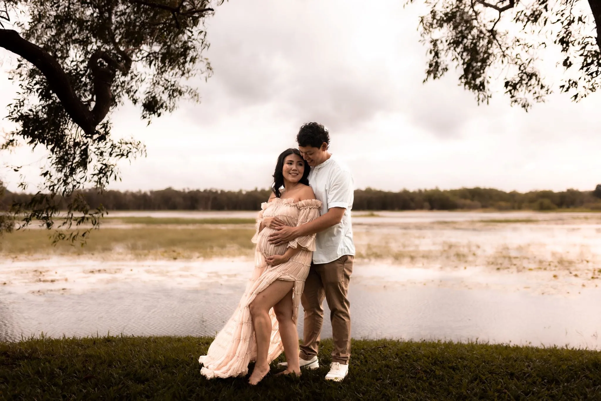 Maternity Photoshoot Dresses - Cream Chiffon Dress - RENTAL