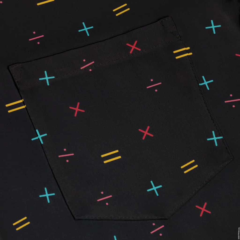 Math Symbols Black Button Up Shirt