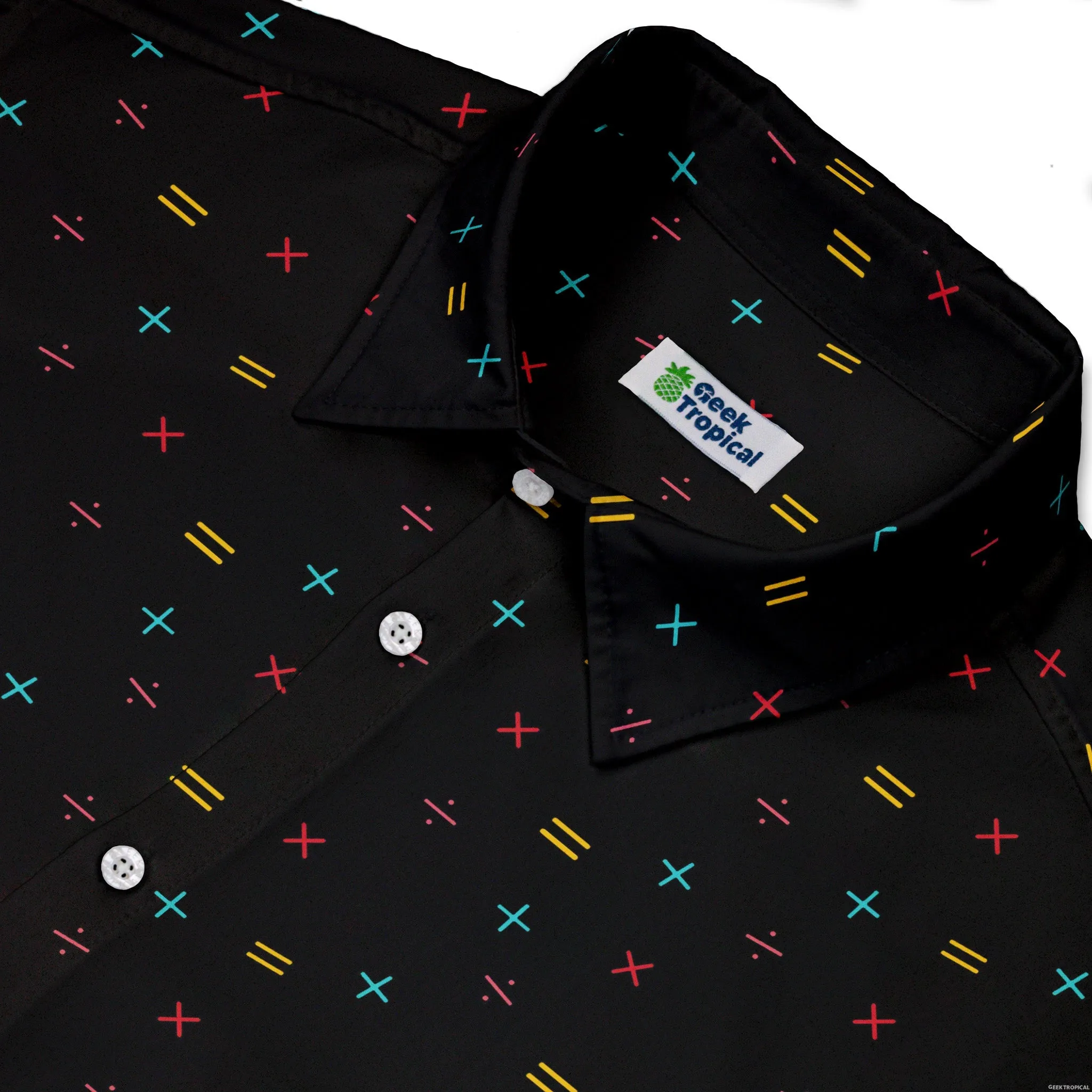 Math Symbols Black Button Up Shirt