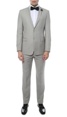 Mens ZNL22S 2pc 2 Button Slim Fit LT Grey Zonettie Suit