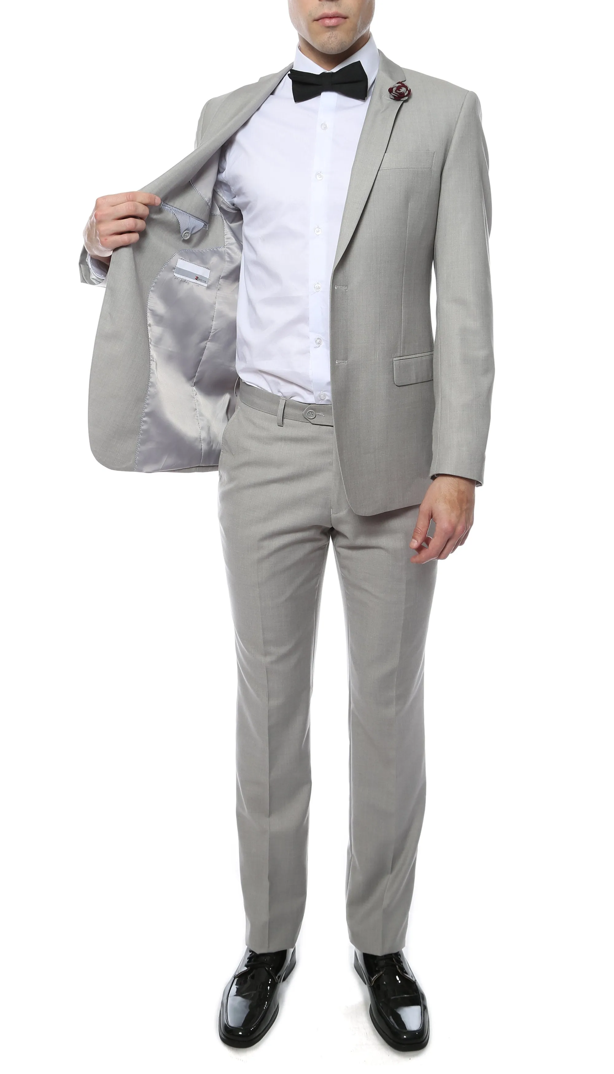 Mens ZNL22S 2pc 2 Button Slim Fit LT Grey Zonettie Suit