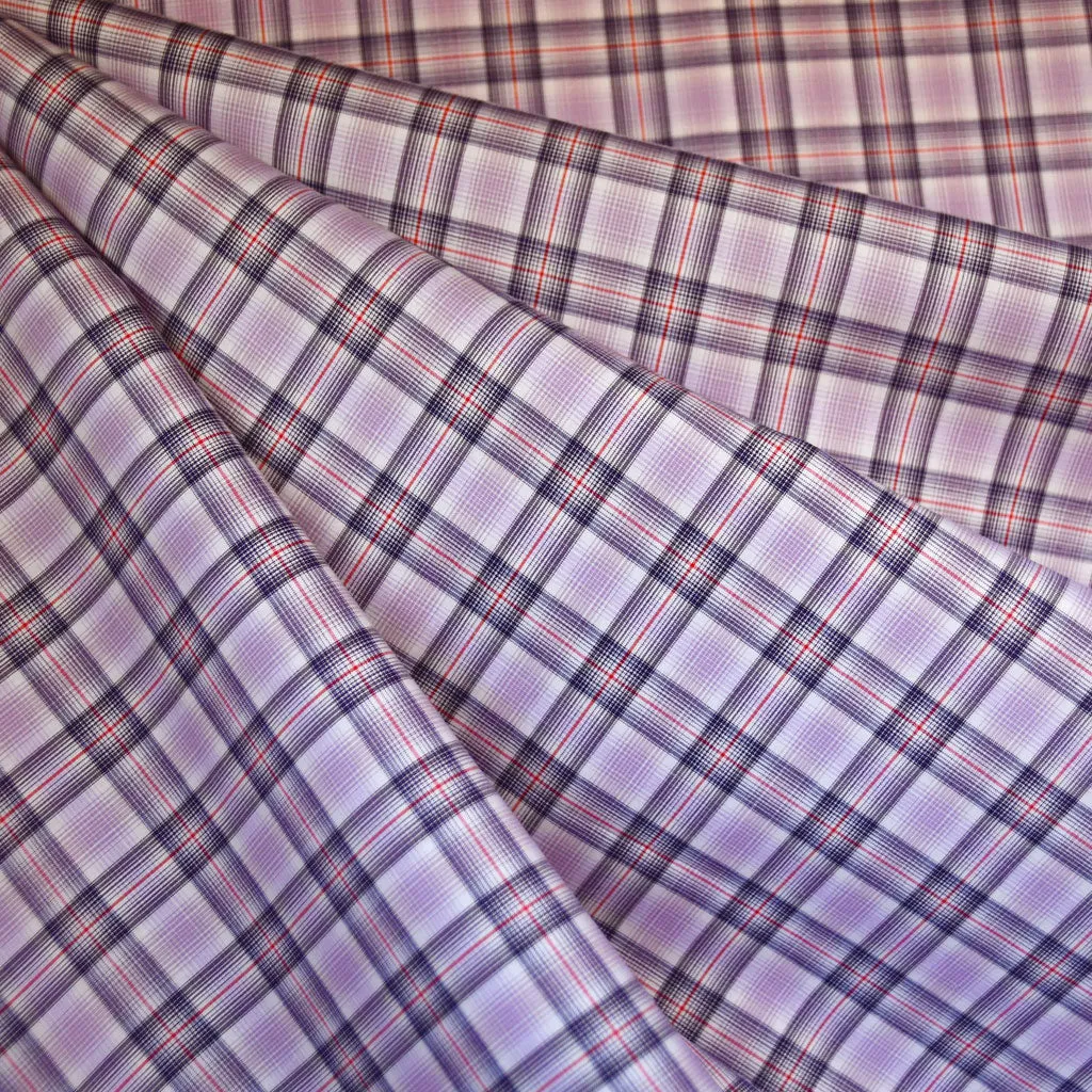 Micro Plaid Cotton Shirting Lavender