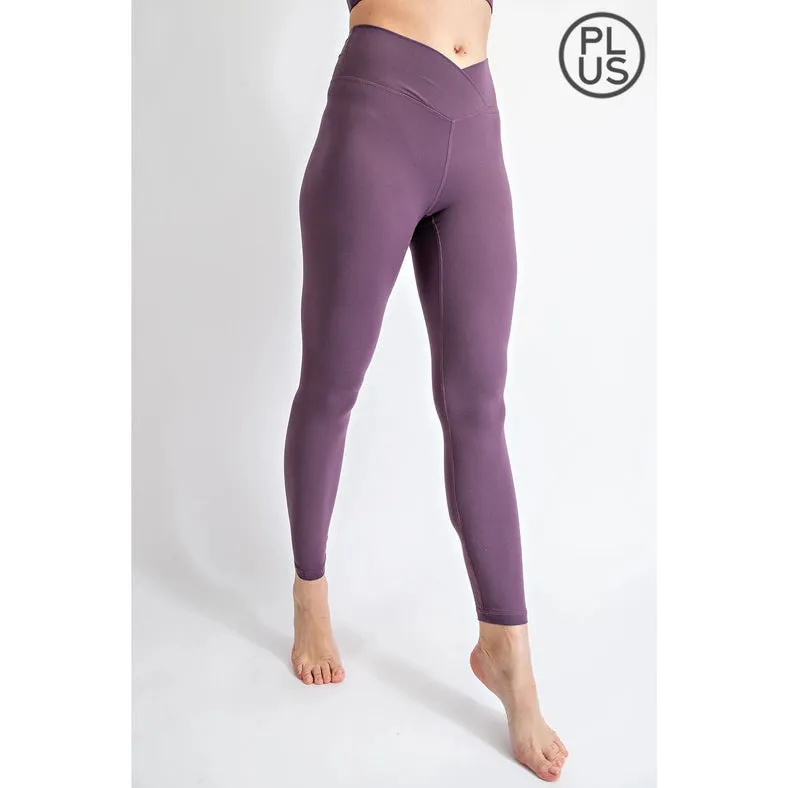 Plus Size V Waist Full Length Leggings Purple