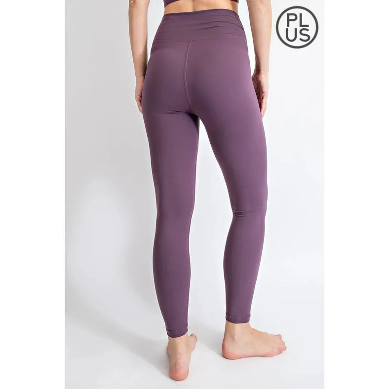 Plus Size V Waist Full Length Leggings Purple