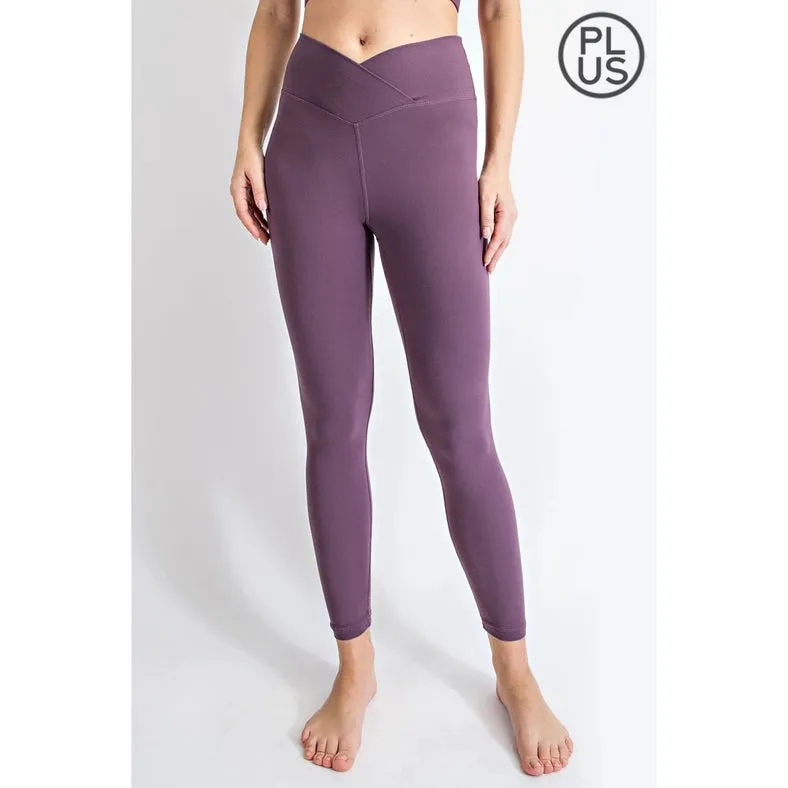 Plus Size V Waist Full Length Leggings Purple