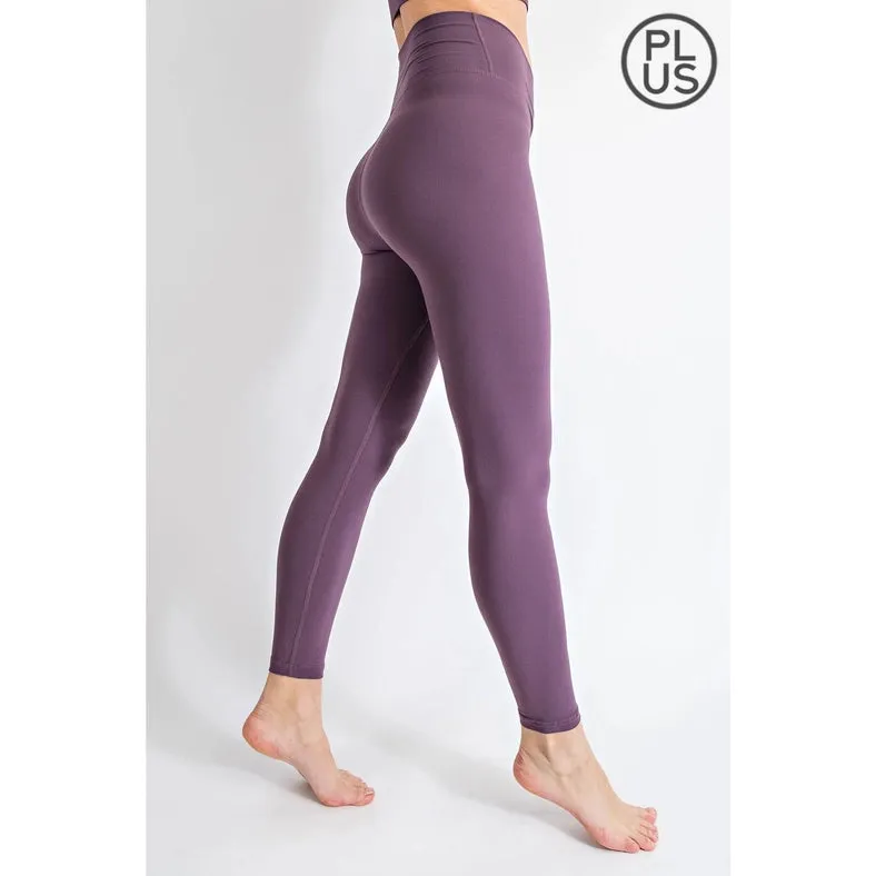 Plus Size V Waist Full Length Leggings Purple