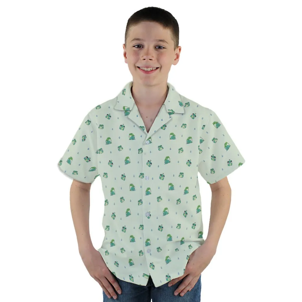 Raining Frogs Pastel Green Youth Hawaiian Shirt