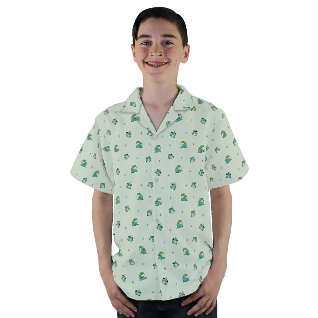 Raining Frogs Pastel Green Youth Hawaiian Shirt