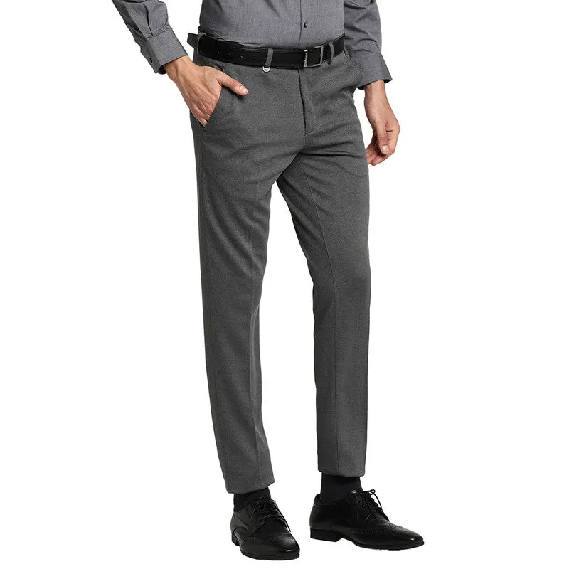 Rayon Charcoal Self Desing Ultra Slim Fit Trouser