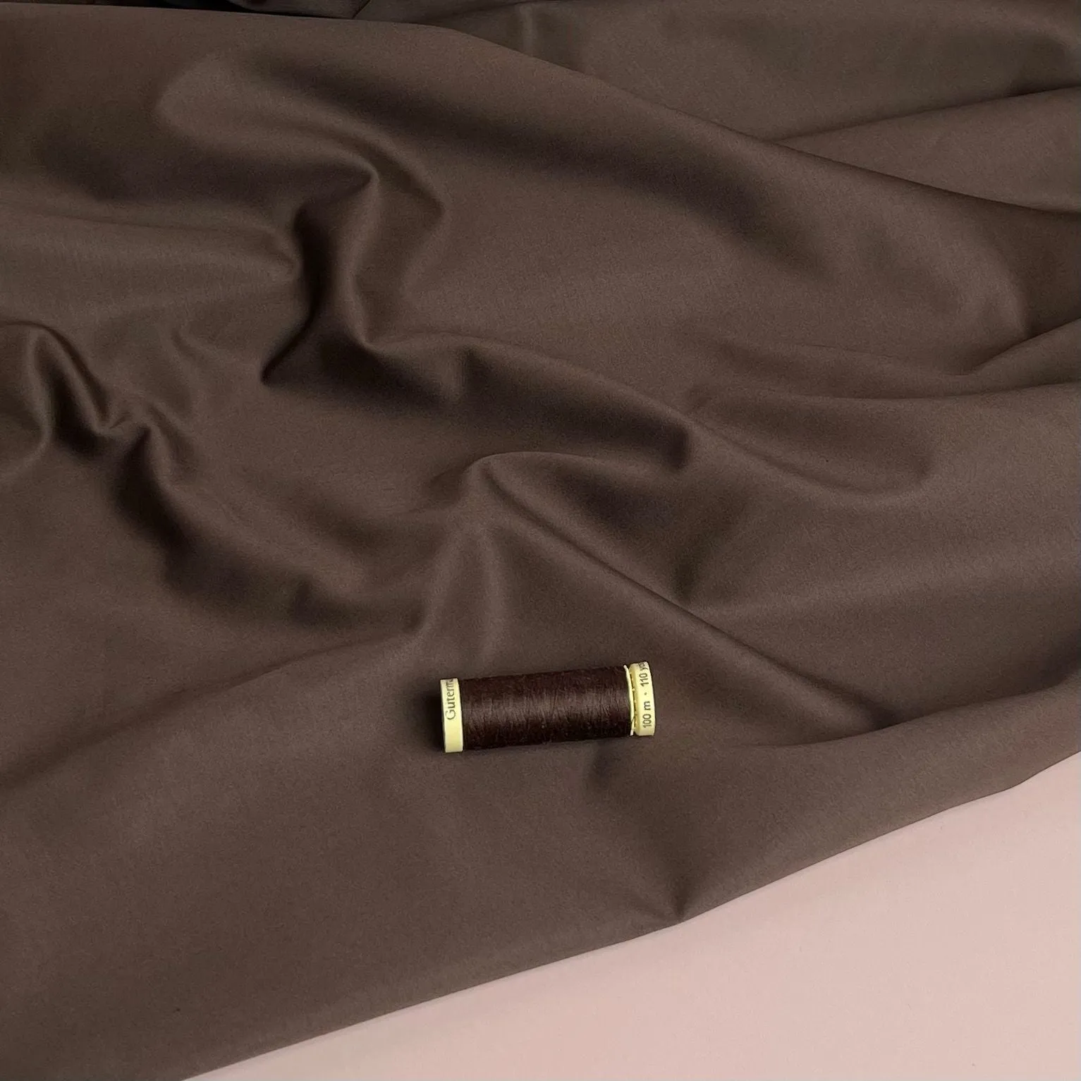 REMNANT 0.69 Metres - Ex-Designer Chocolate Stretch Cotton Tencel Fabric