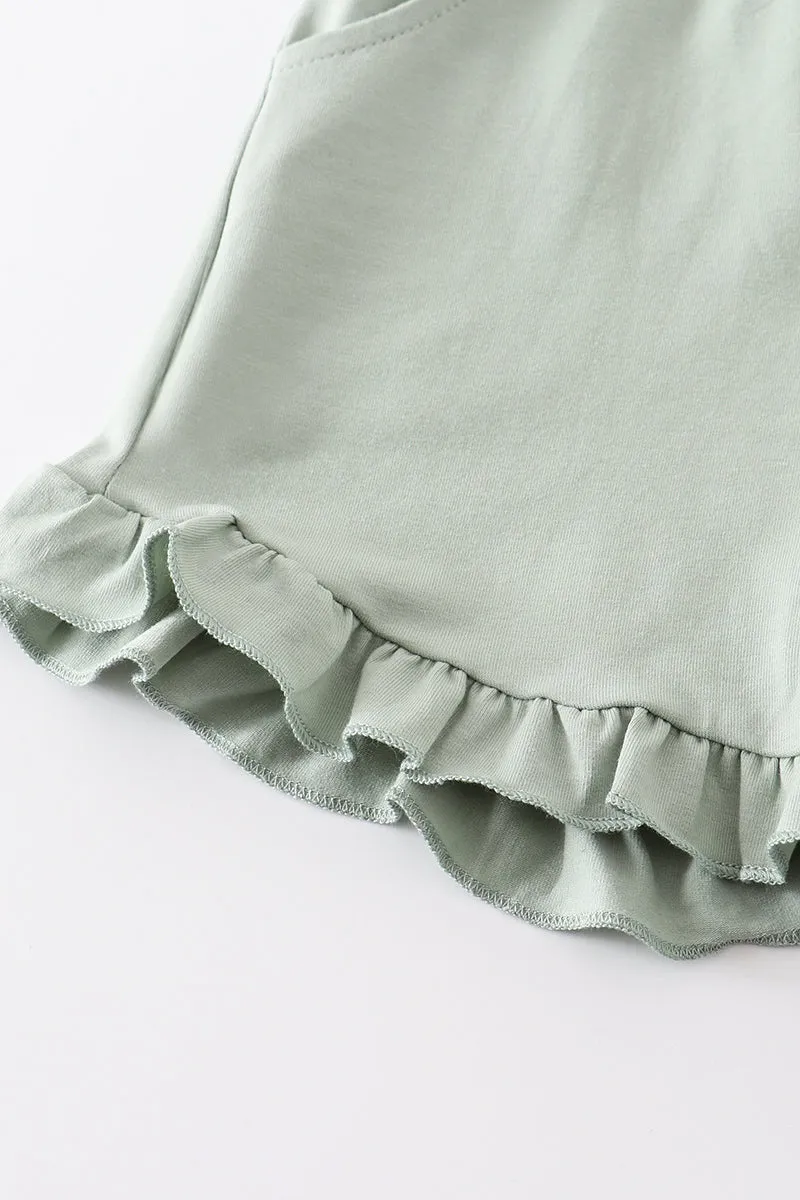 Sage basic ruffle shorts