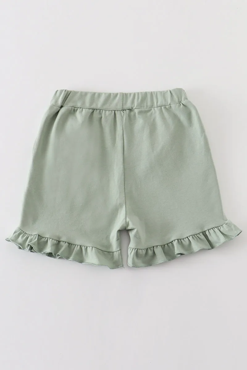 Sage basic ruffle shorts