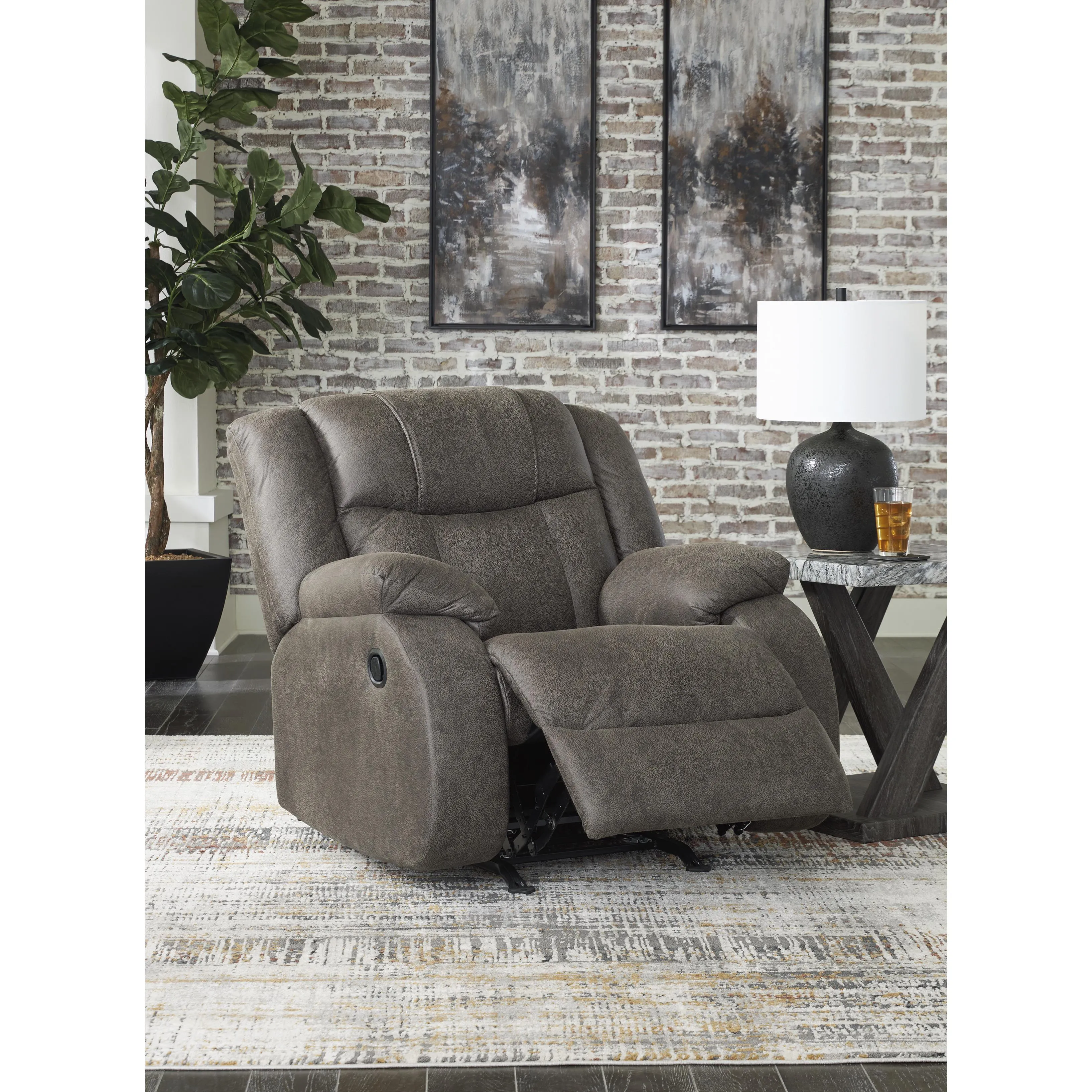 Signature Design by Ashley First Base Rocker Leather Look Recliner 6880425C