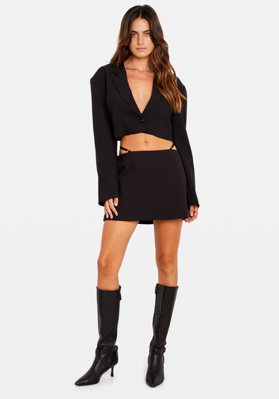 TAILORED CROP BLAZER BLACK