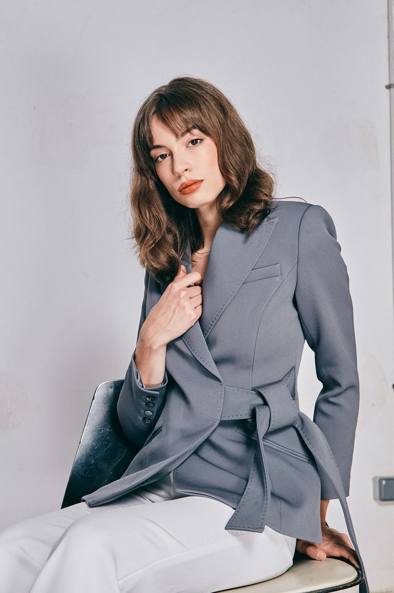 TAILORED JACKET IN GREY BLUE