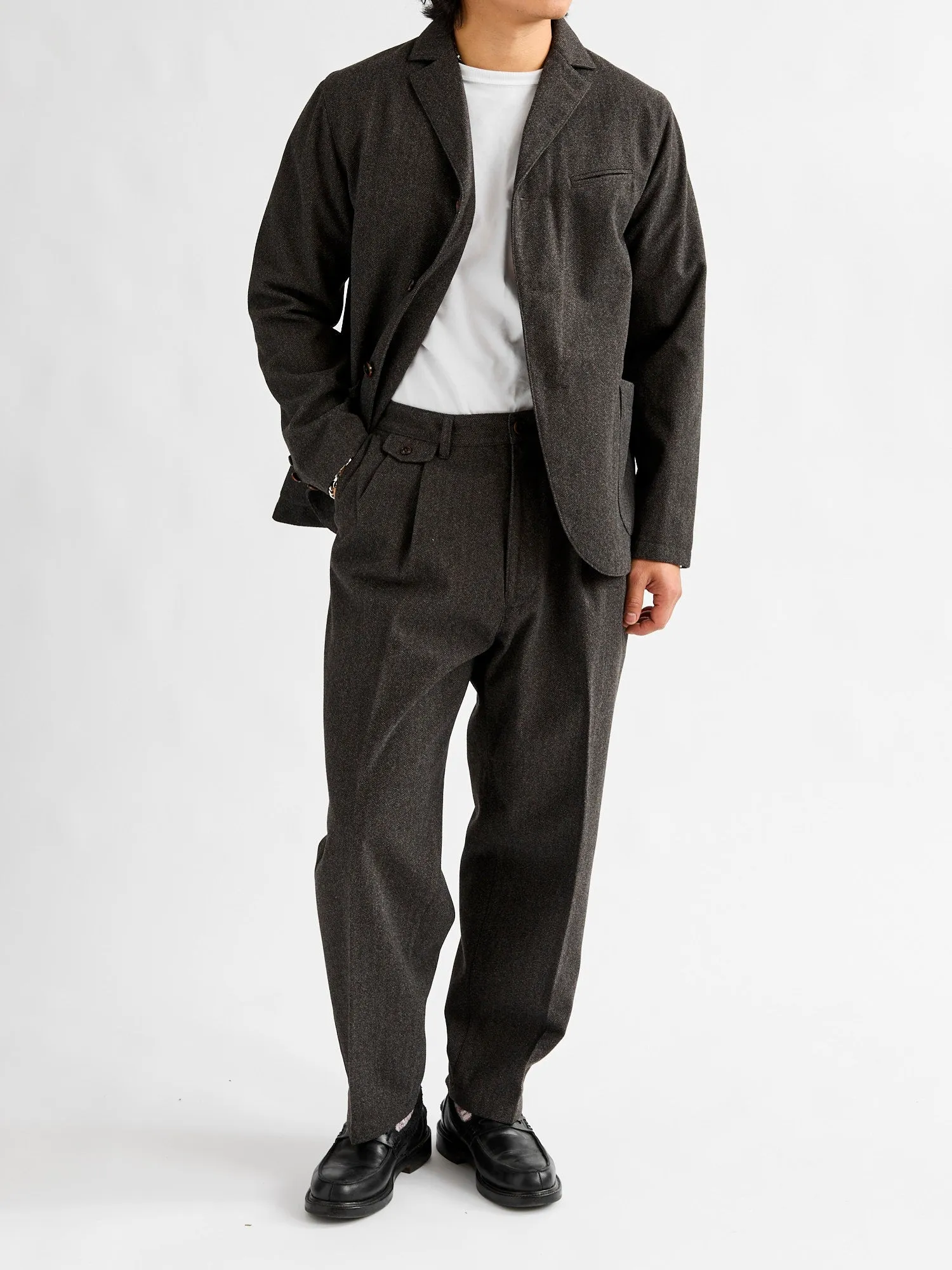 Tailored Sack Jacket in Brown Herringbone