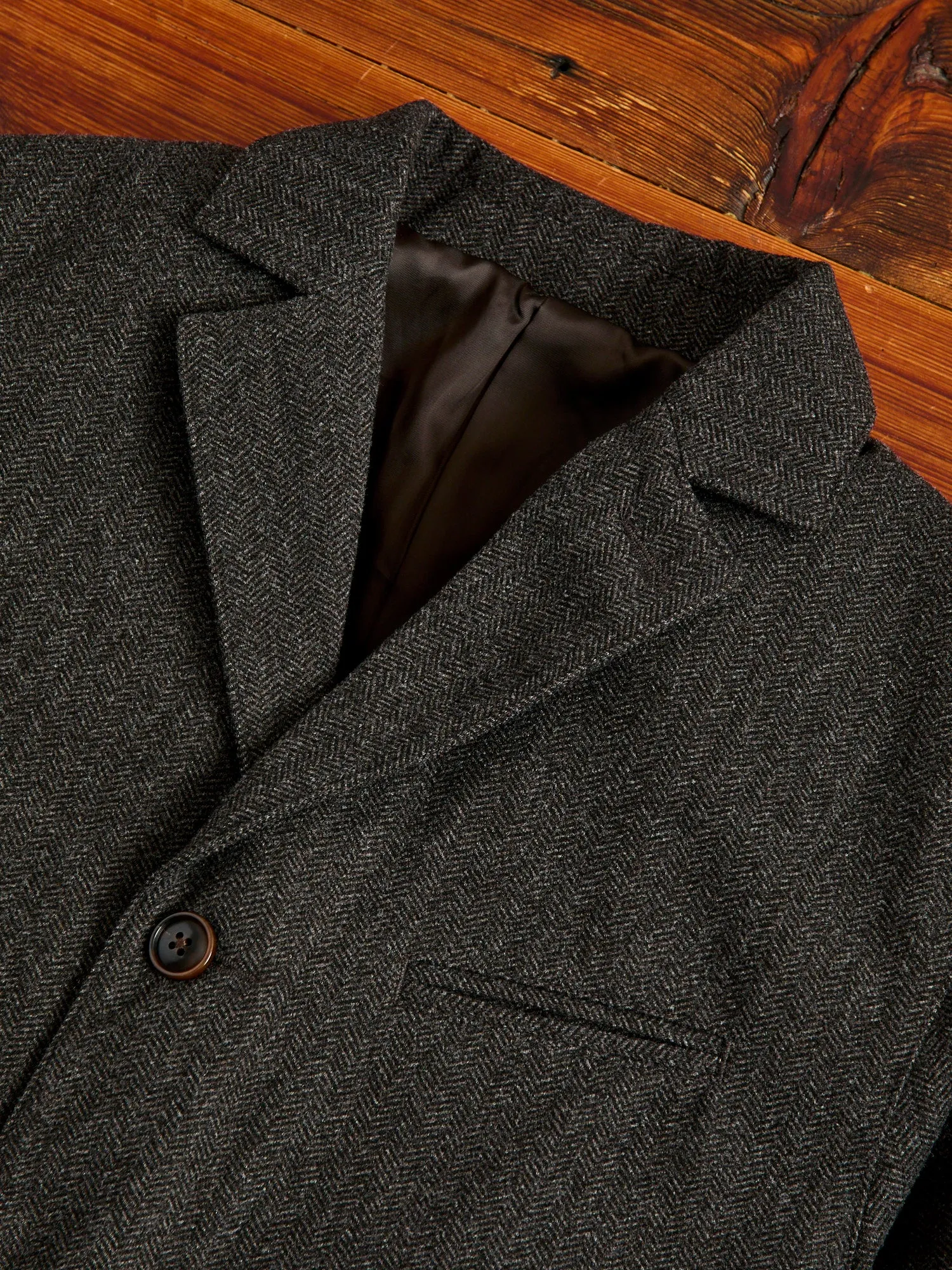 Tailored Sack Jacket in Brown Herringbone