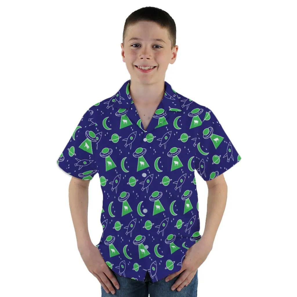 UFO Cow Abduction Youth Hawaiian Shirt