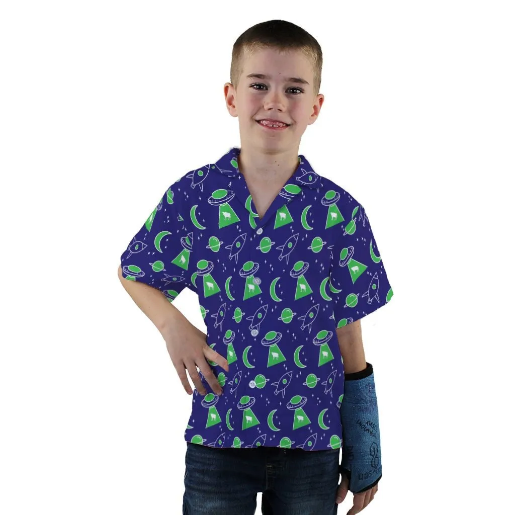 UFO Cow Abduction Youth Hawaiian Shirt