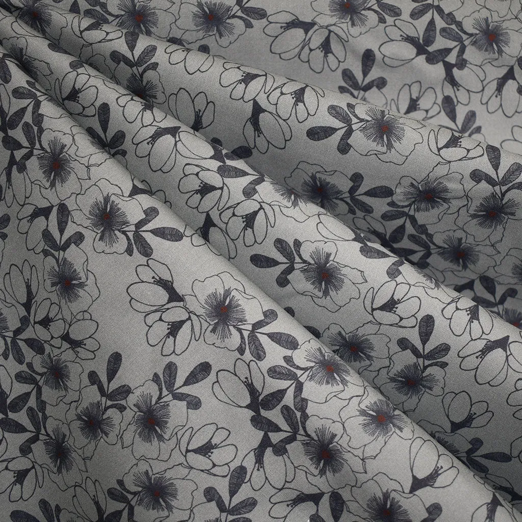 Walk in the Woods Tonal Small Floral Rayon Grey/Navy SY