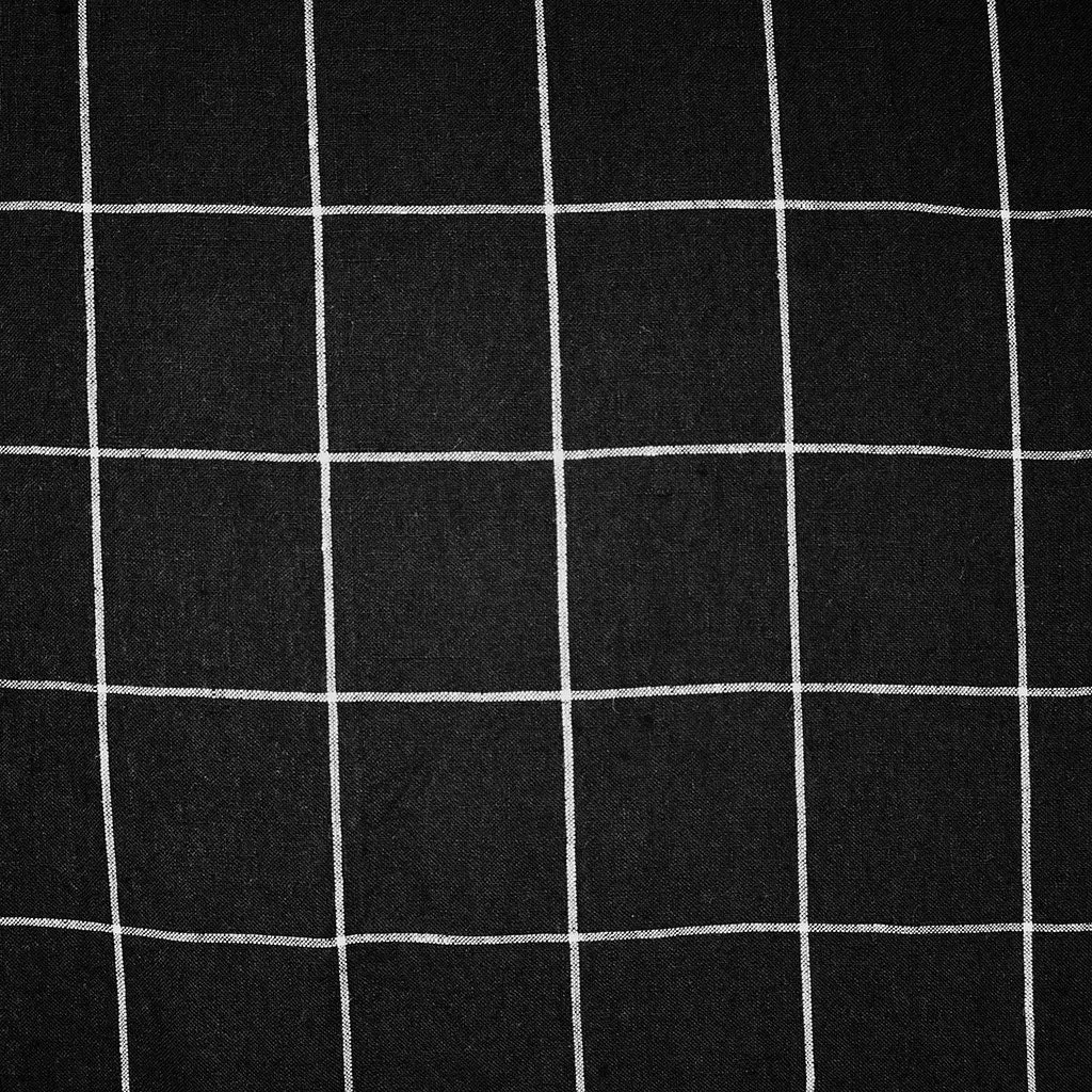 Window Plaid Yarn Dyed Linen Shirting Black/White