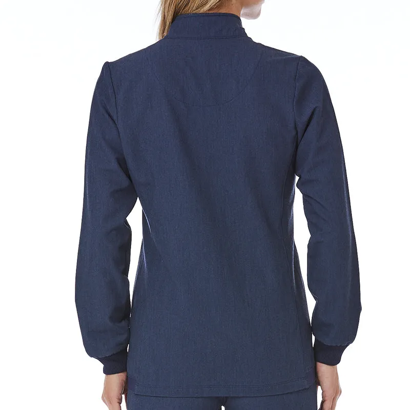 Womens Fitted Hi-Collar Zip Front Warm up Jacket / Heather Navy ( HNV )