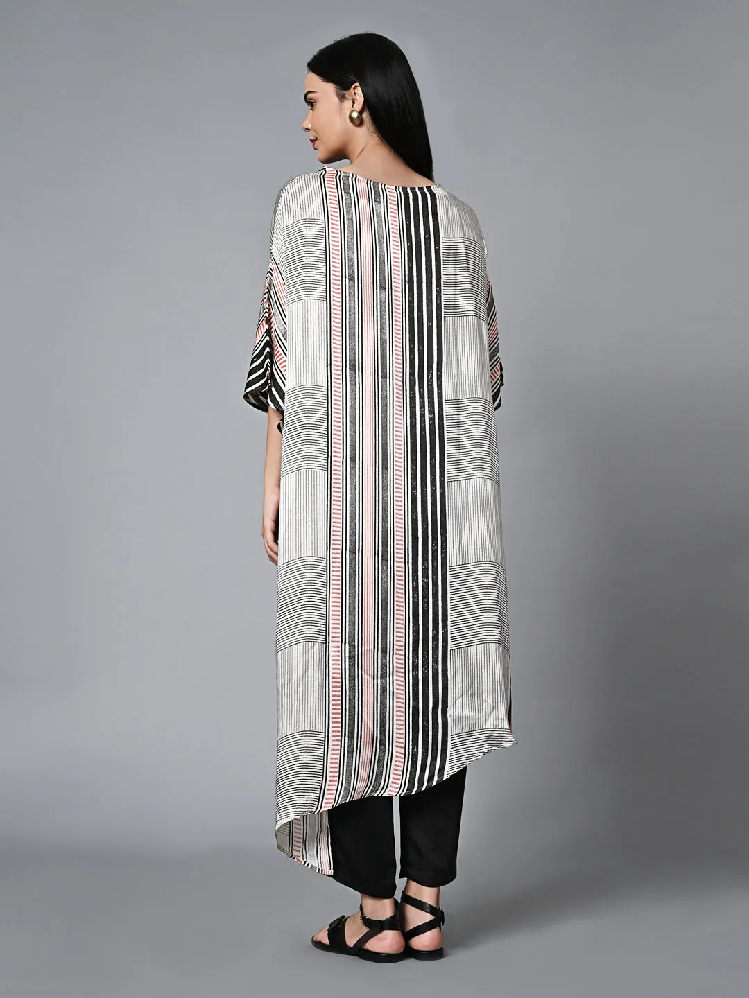 Women's Hand Block Printed Loose Fit Modal Offwhite Blouse