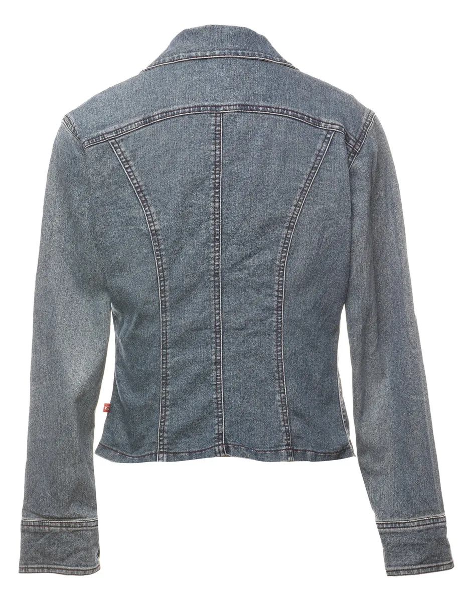 Y2K Faded Wash Tailored Denim Jacket  - S